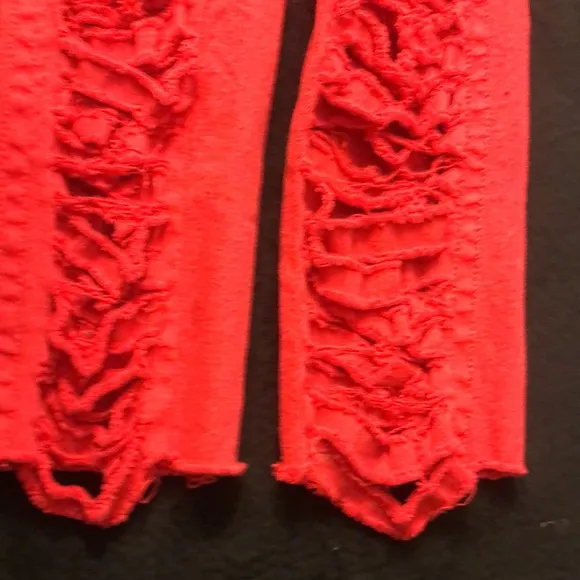 🌞 Forever 21 custom cutout shredded distressed cropped red jeans 27