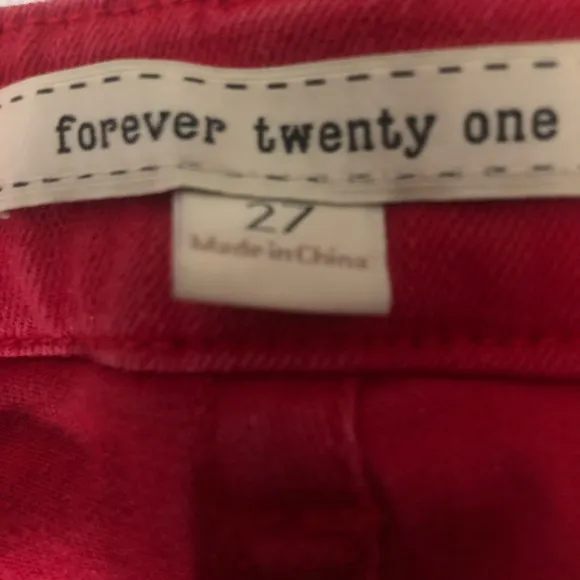 🌞 Forever 21 custom cutout shredded distressed cropped red jeans 27