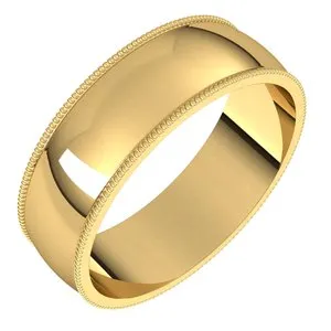 10K Yellow 6 mm Milgrain Half Round Light Band Size 5.5