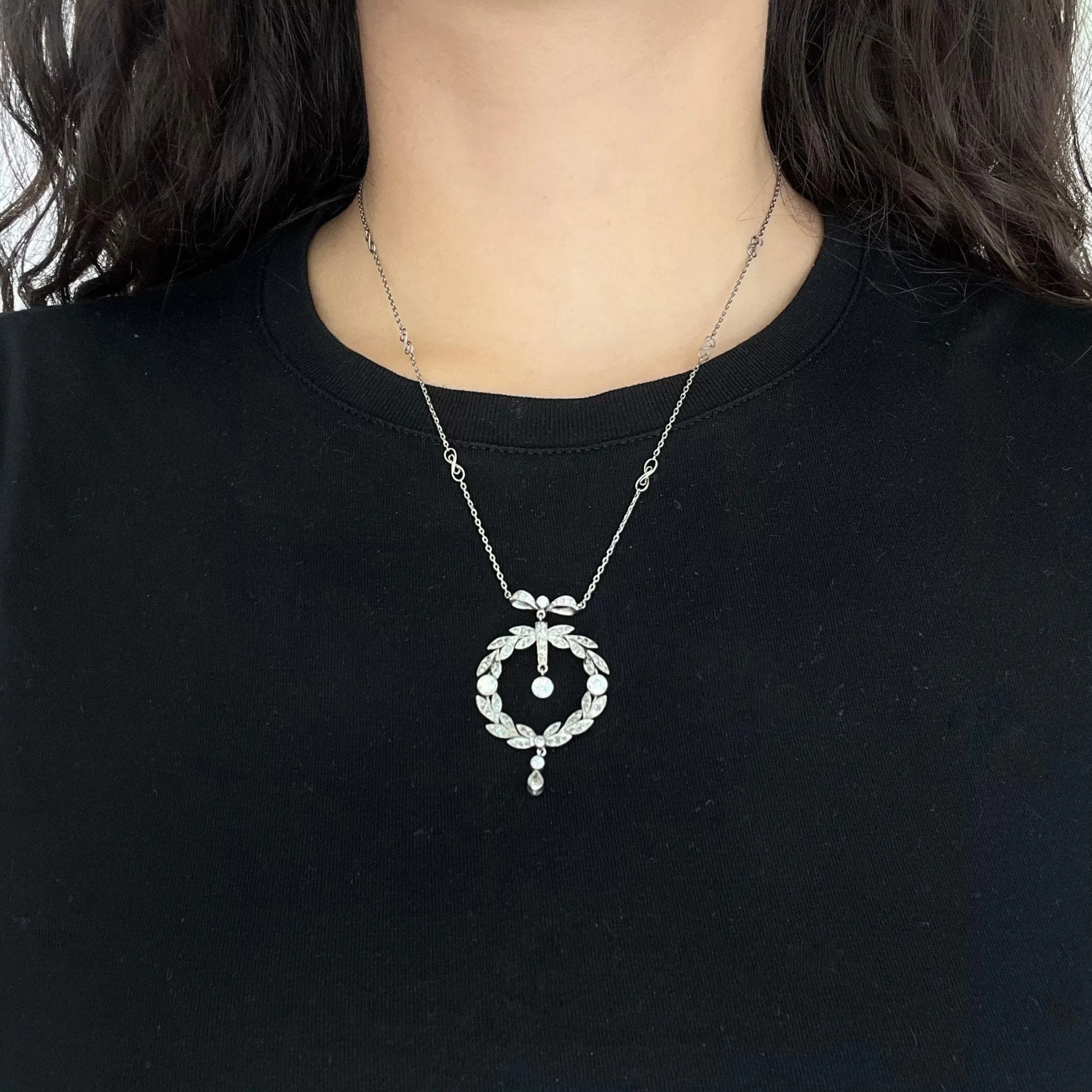 1.42ctw Edwardian Diamond Wreath Pendant