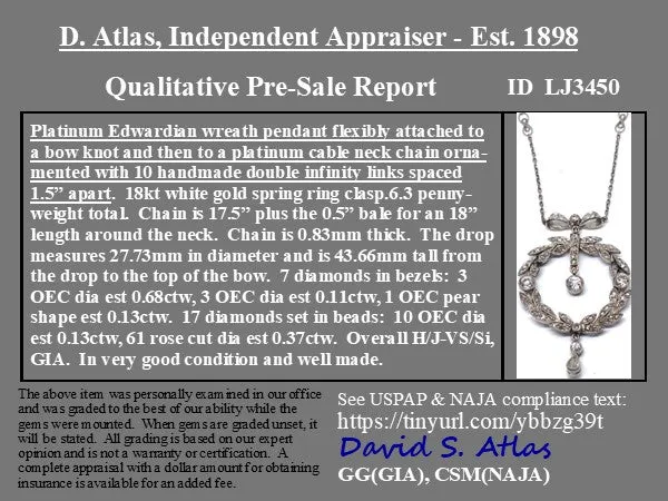 1.42ctw Edwardian Diamond Wreath Pendant
