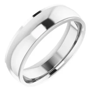 14K White 6 mm Comfort Fit Edge Band Size 9.5