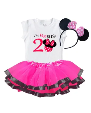 2nd Second Birthday Girl Outfit Mouse Shirt Twodlesminnietutu Short Sleeve