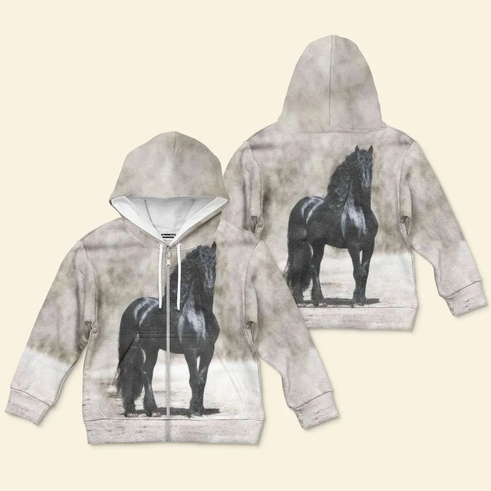 3D Black Horse Kid Hoodie QT4120908