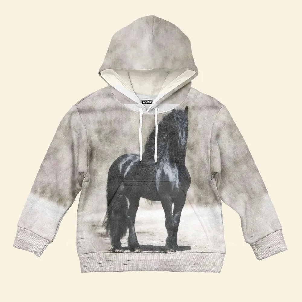 3D Black Horse Kid Hoodie QT4120908