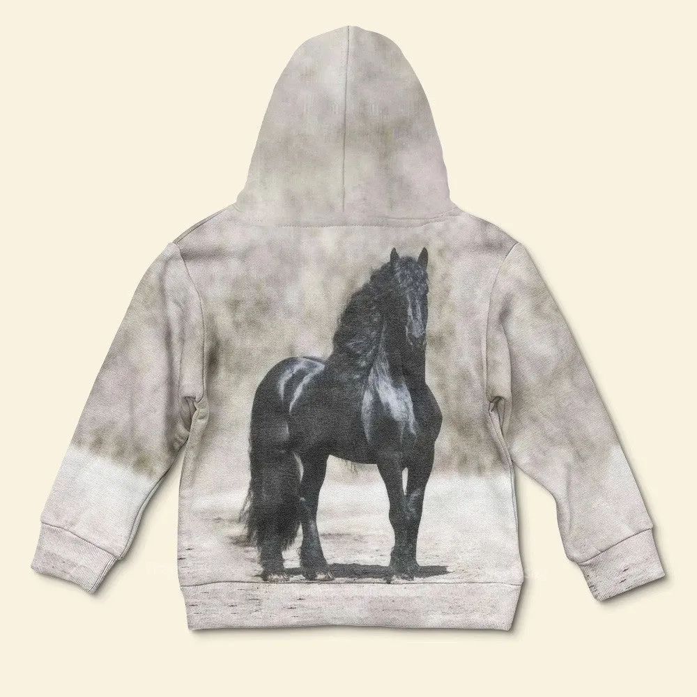 3D Black Horse Kid Hoodie QT4120908