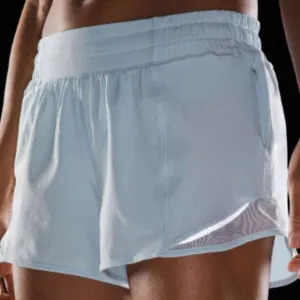(6259) LULULEMON Hotty Hot Short (4&quot; ) White in Sz 8 *Loved *Powder Blue