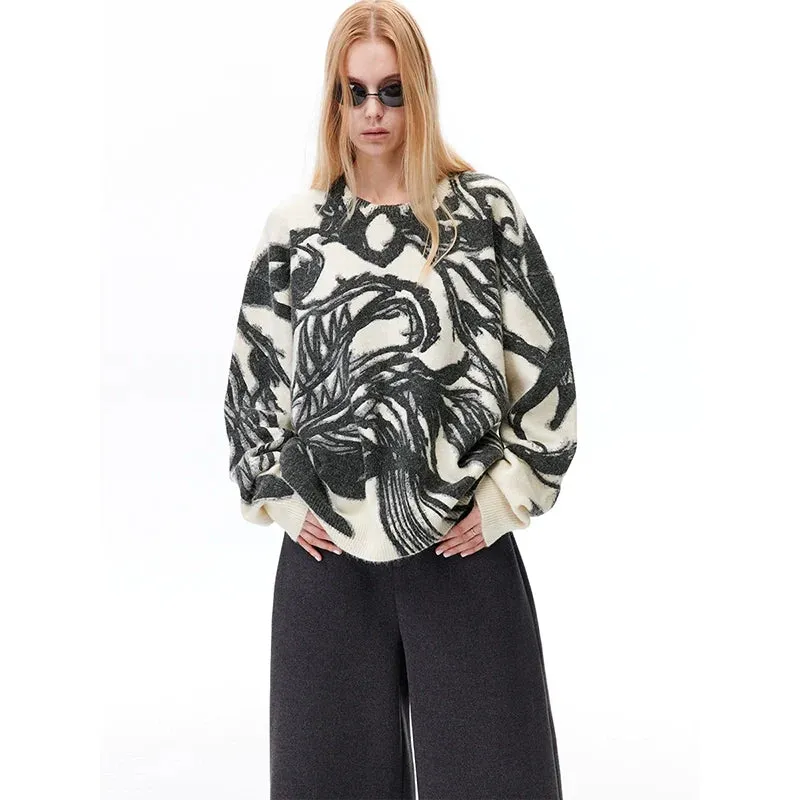 Abstract Patterns Oversized Sweater