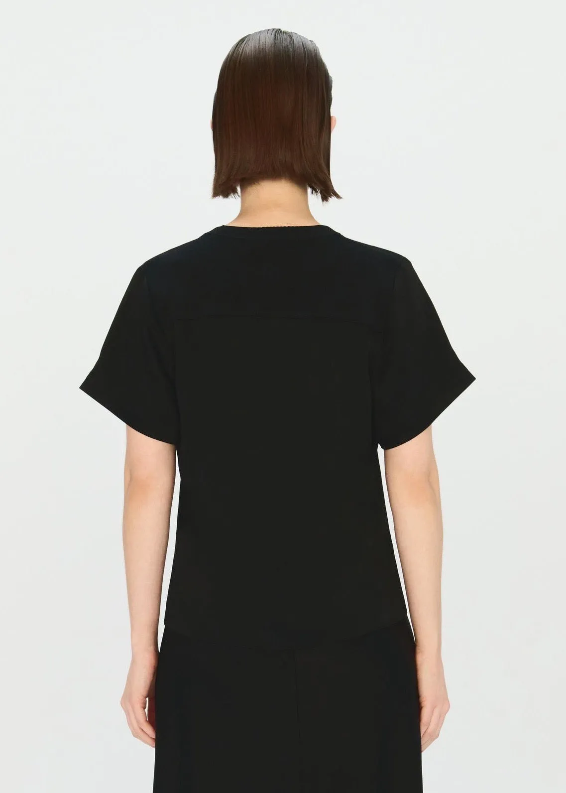 Addy Short Sleeve Knit Back Shirt (Black)