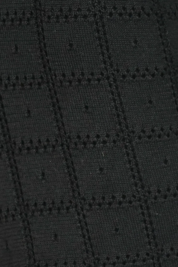 Adelaide Pointelle Knit Top in Black