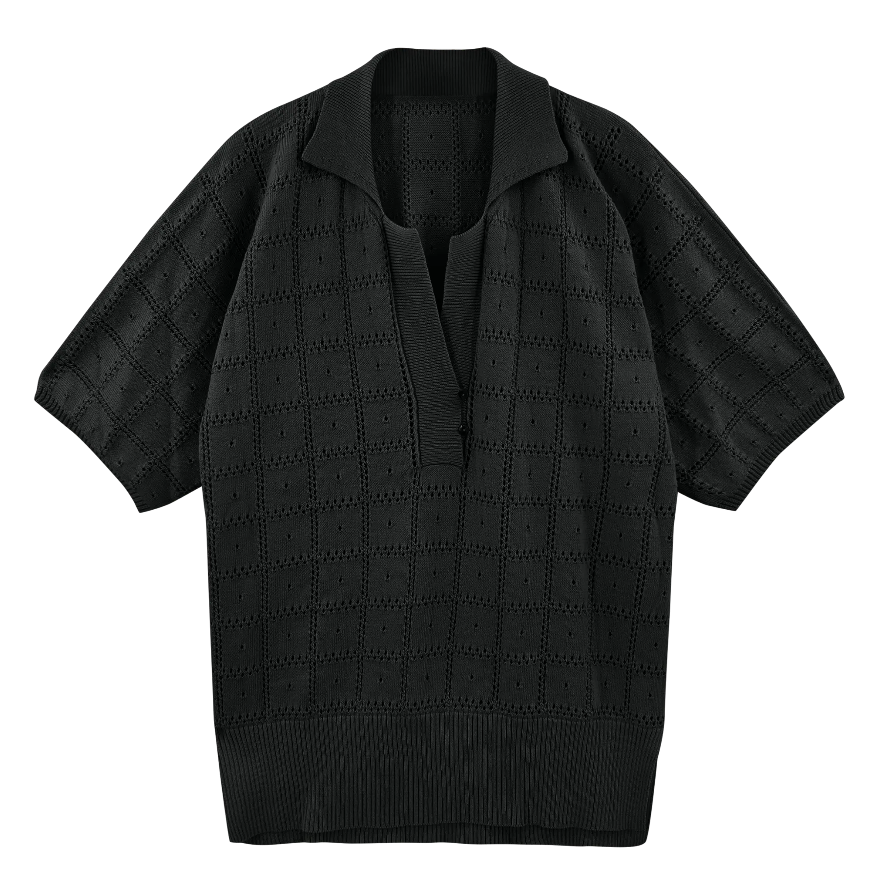 Adelaide Pointelle Knit Top in Black
