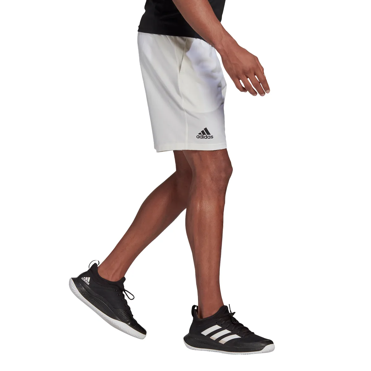 adidas Men's Stretch Woven Club Short 7-Inch (White/Black)