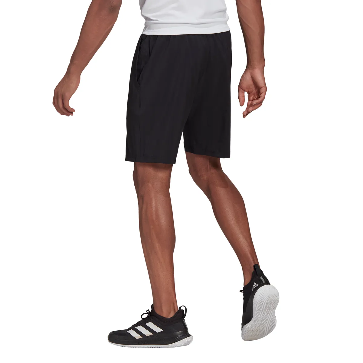 adidas Men's Stretch Woven Club Short 9-Inch (Black/White)