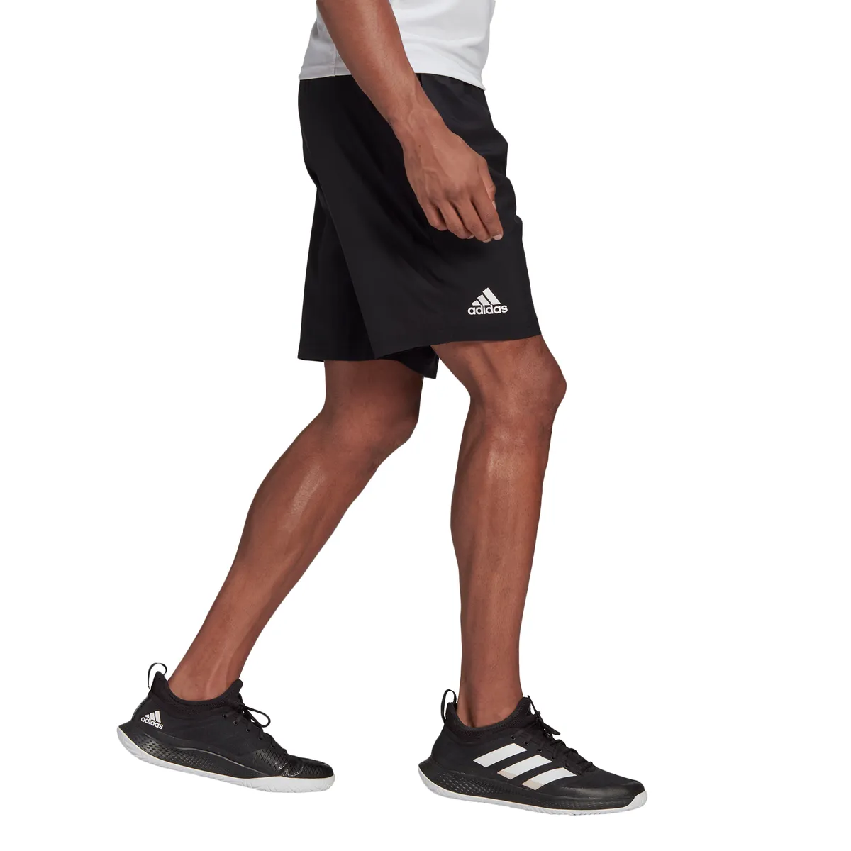 adidas Men's Stretch Woven Club Short 9-Inch (Black/White)