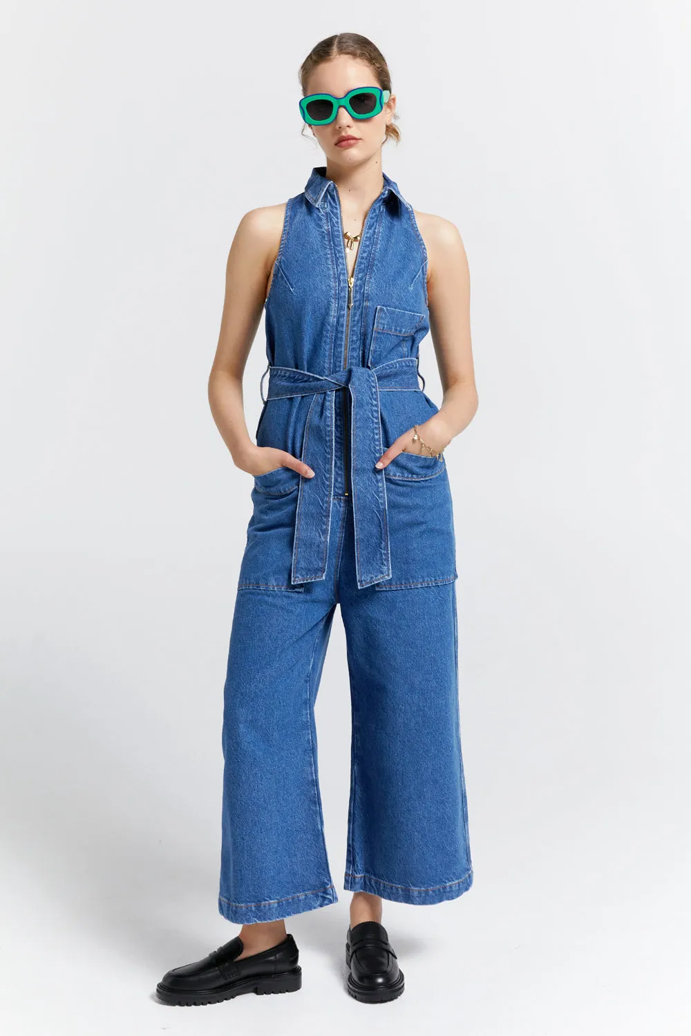 Aeronautical Jumpsuit Washed Denim