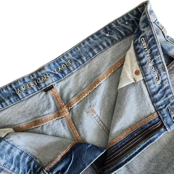 American Eagle Womens Curvy 90s Bootcut Jeans Plus Size 20 Split Hem High Rise