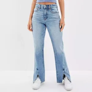American Eagle Womens Curvy 90s Bootcut Jeans Plus Size 20 Split Hem High Rise