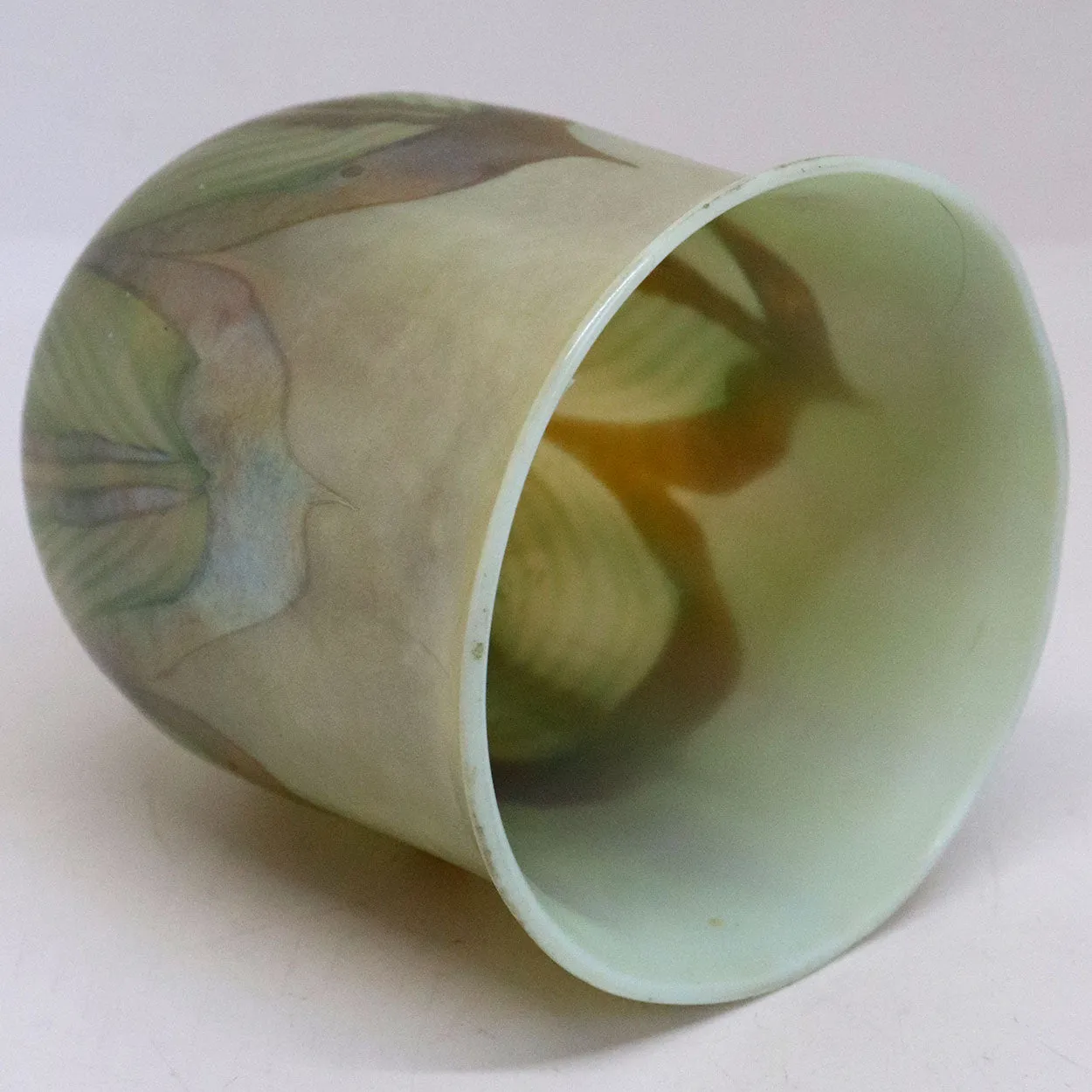American Tiffany Studios Favrile Glass Iridescent Pulled Feather Lamp Shade