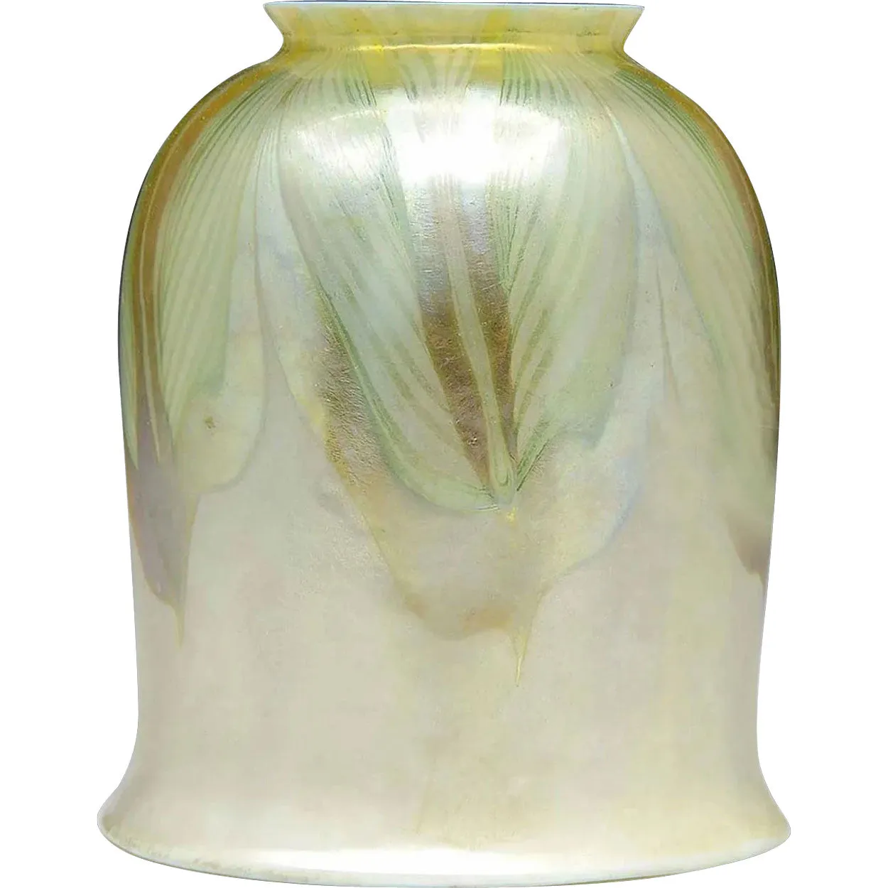 American Tiffany Studios Favrile Glass Iridescent Pulled Feather Lamp Shade
