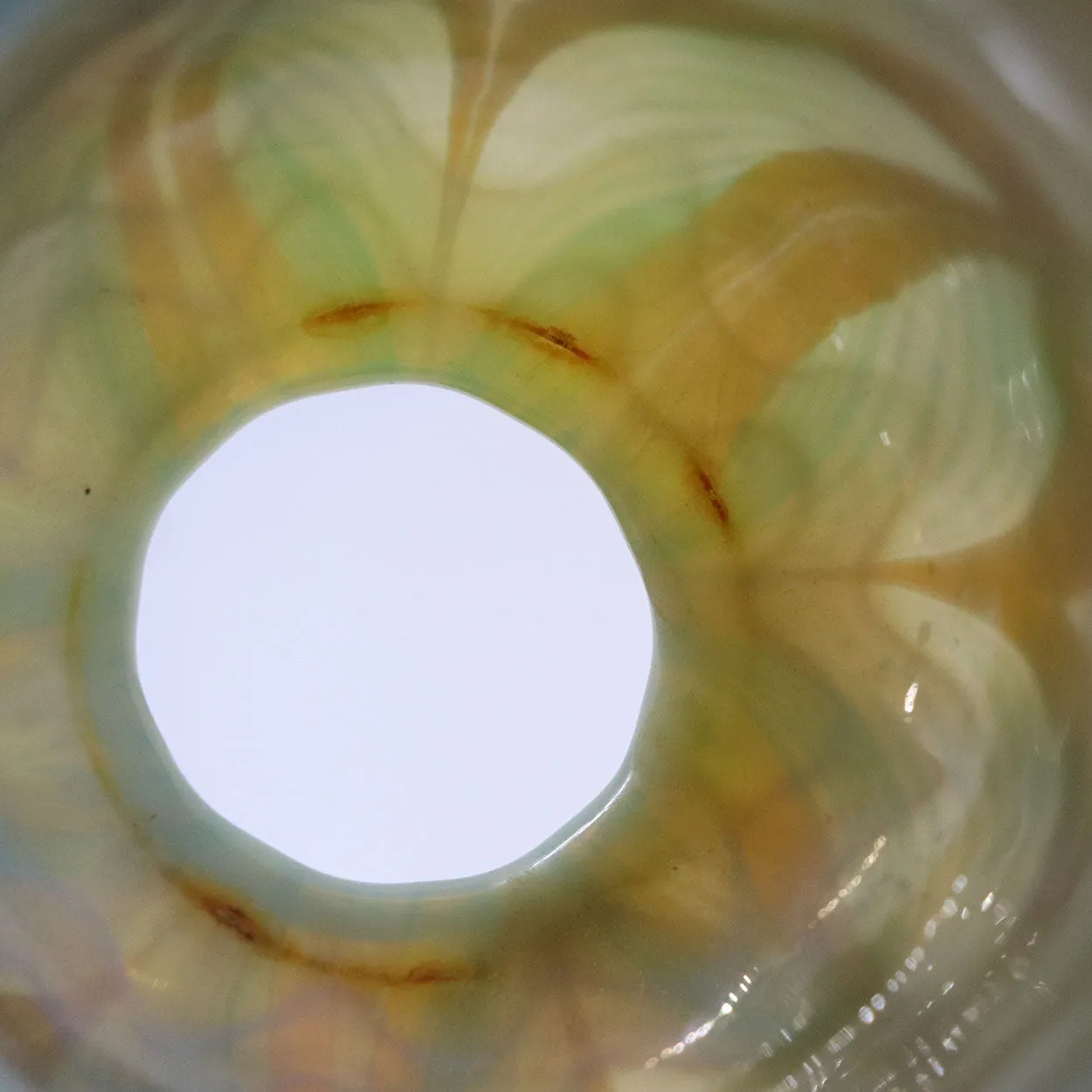 American Tiffany Studios Favrile Glass Iridescent Pulled Feather Lamp Shade