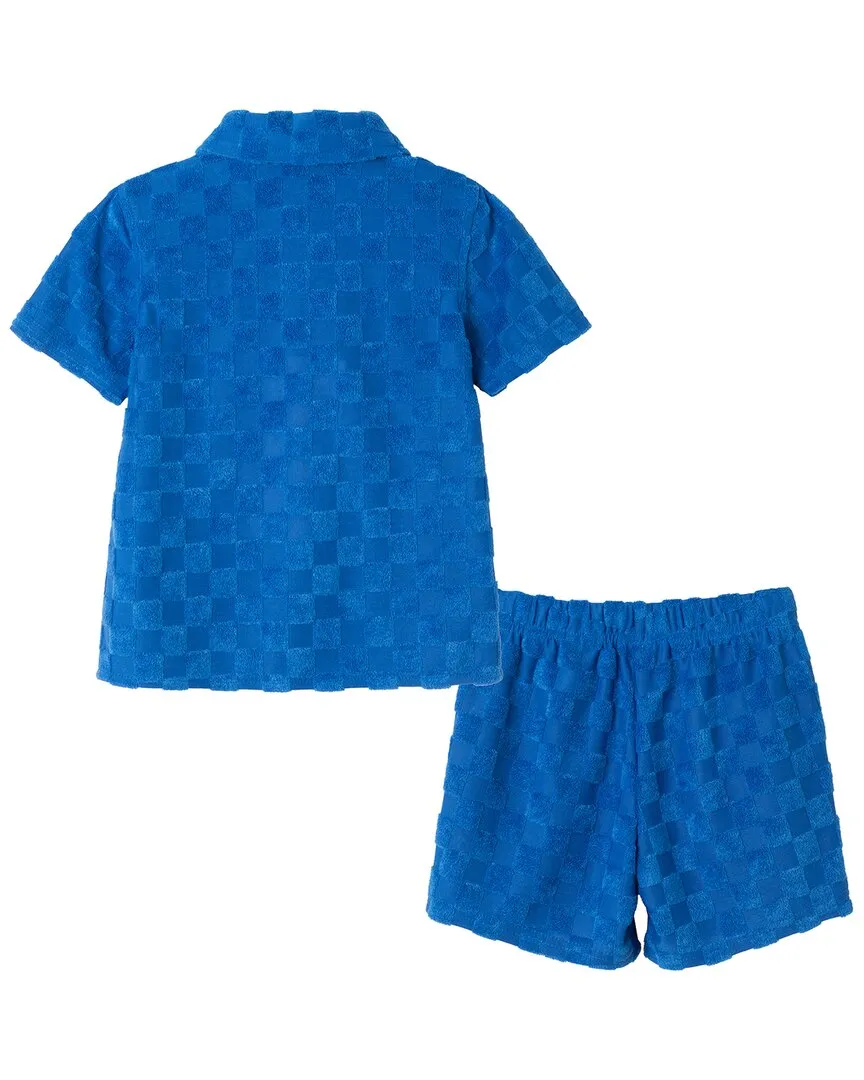 Andy & Evan 2pc Check Textured Terry Short Set