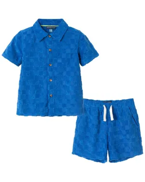 Andy & Evan 2pc Check Textured Terry Short Set