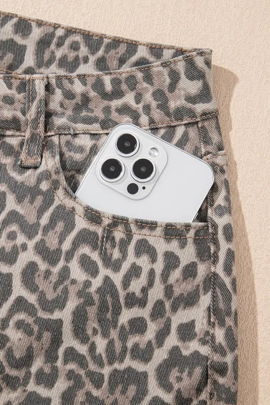 Animal Print High Waist Jeans