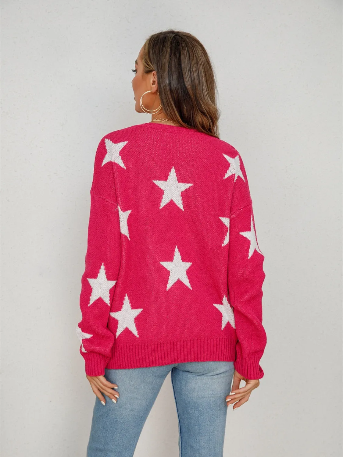Anthem Star Round Neck Dropped Shoulder Sweater