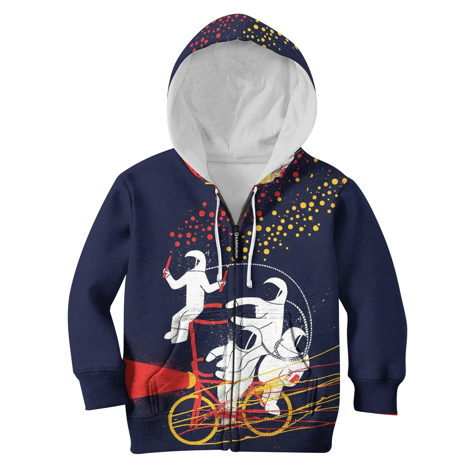 Astronauts are riding bicycle Kid Custom Cosplay Hoodies Apparel