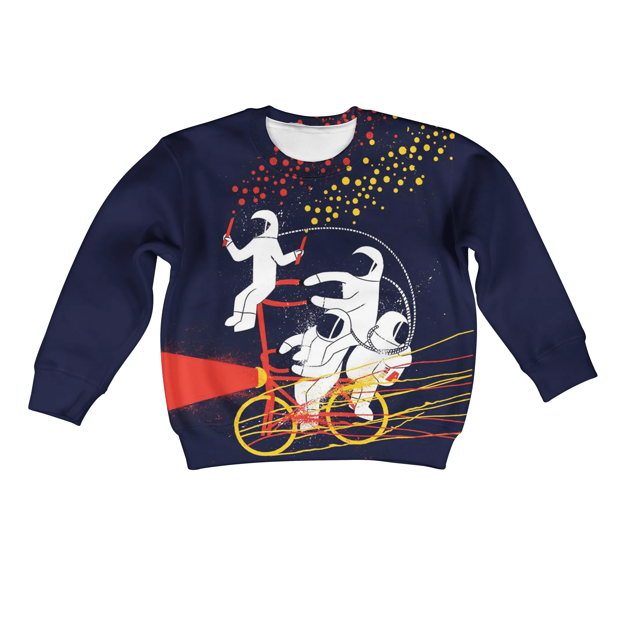 Astronauts are riding bicycle Kid Custom Cosplay Hoodies Apparel
