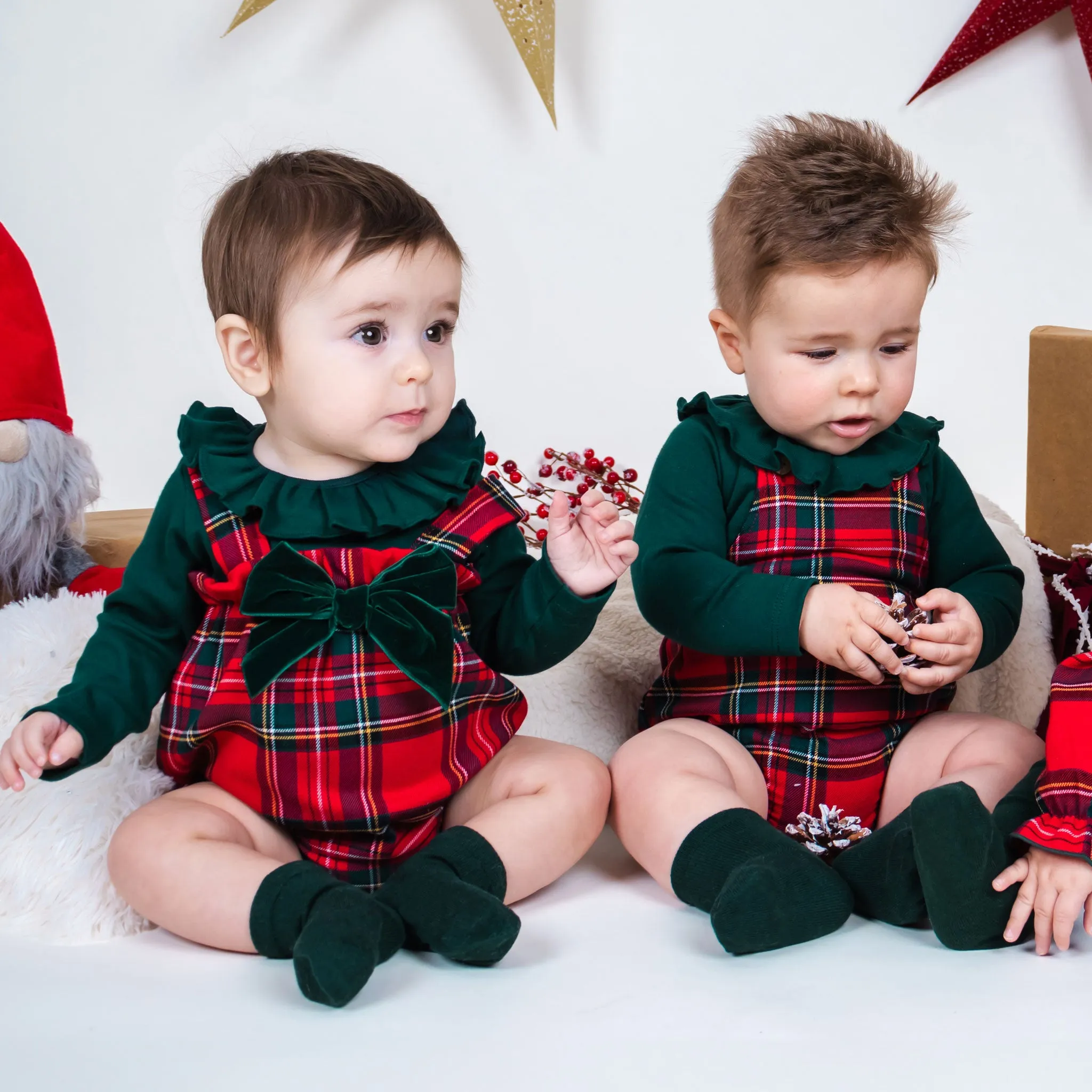 Baby Boys Tartan Romper- Red - Calamaro 32463