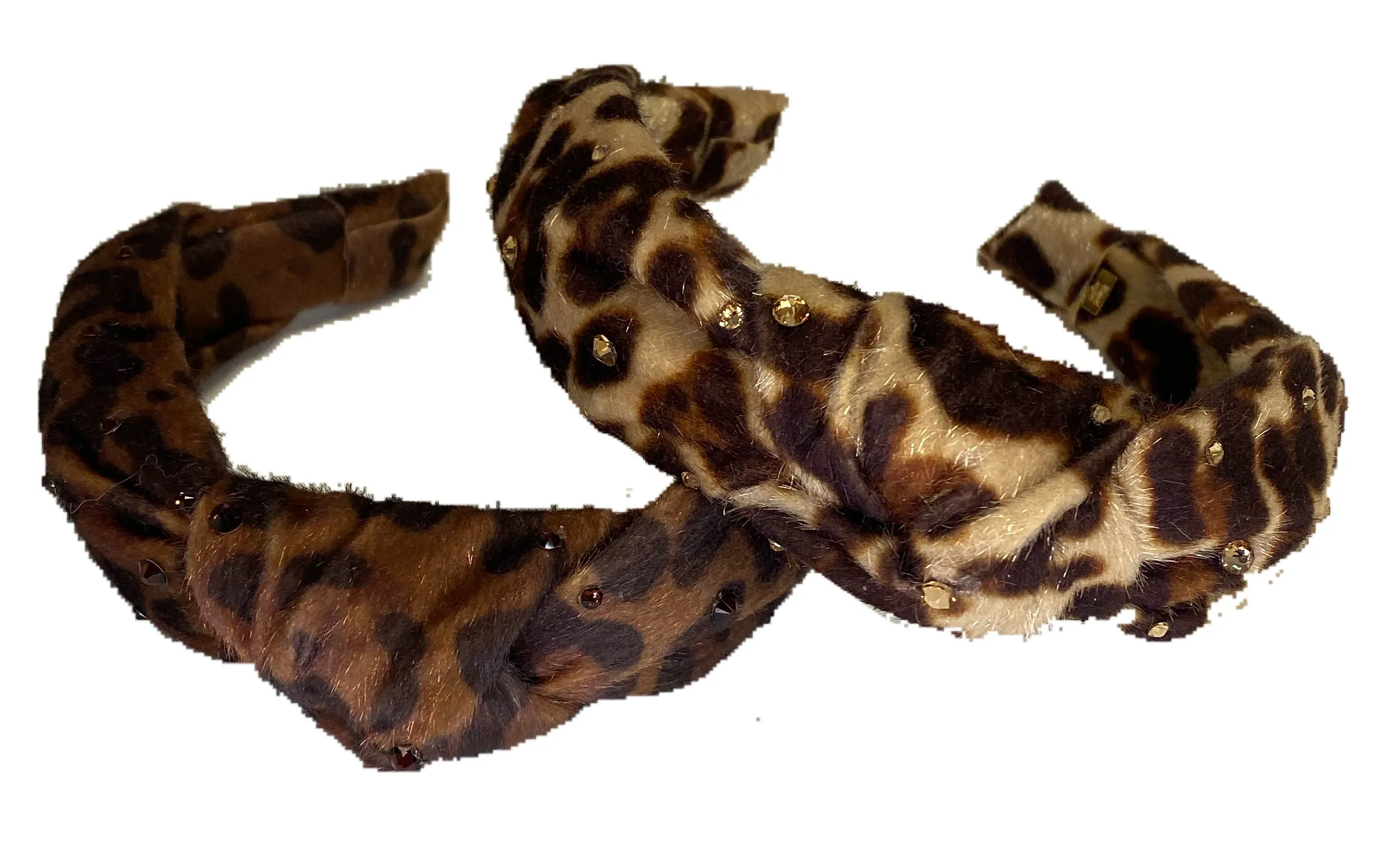 Bari Lynn Animal Print Knot Headband with Swarovksi Crystals