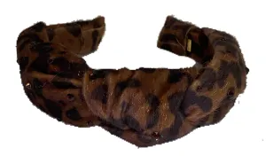 Bari Lynn Animal Print Knot Headband with Swarovksi Crystals
