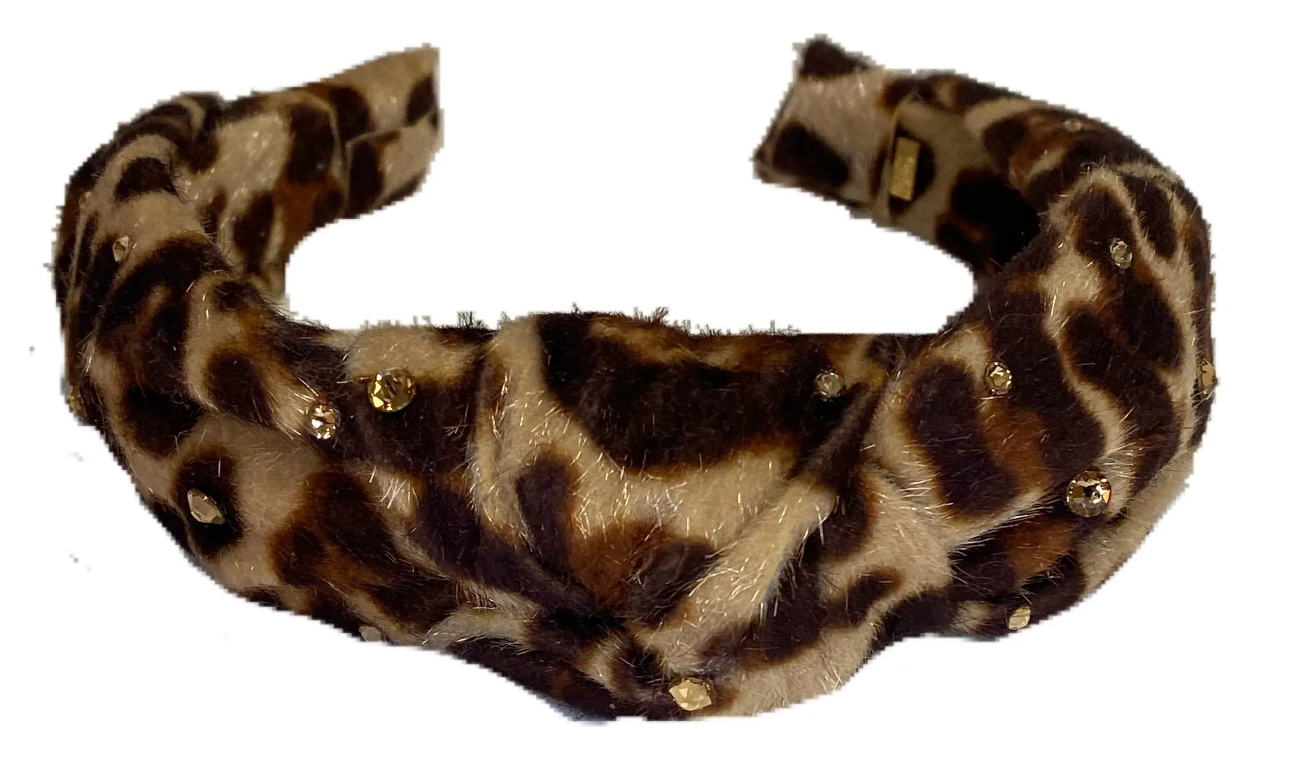Bari Lynn Animal Print Knot Headband with Swarovksi Crystals