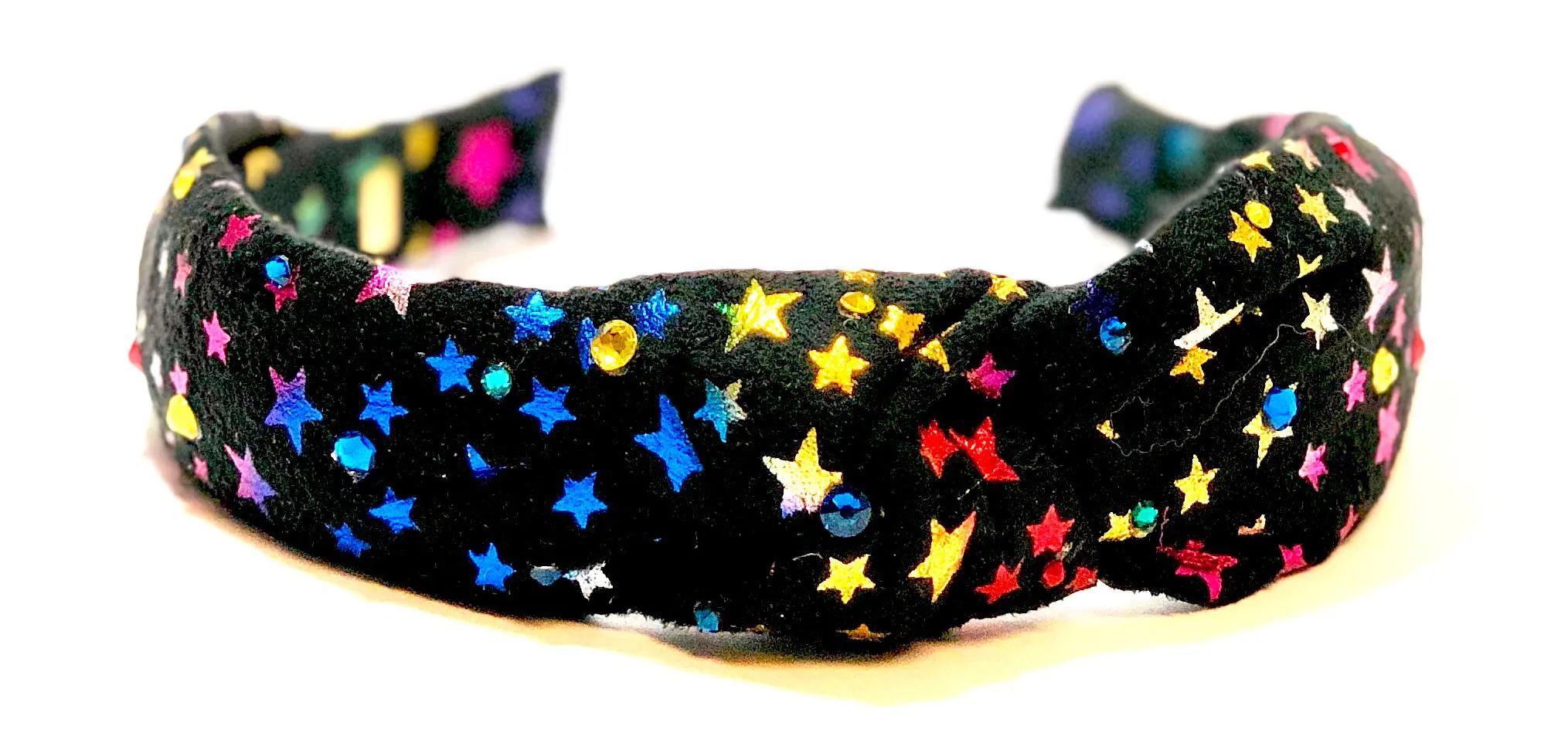 Bari Lynn Metallic Stars Twist Knot Headband with Crystals