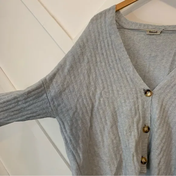 Baum Und Pferdgarten Crescent Ribbed Wool Oversized Slouchy Cardigan Blue Sz S