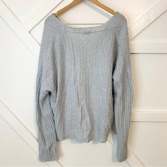 Baum Und Pferdgarten Crescent Ribbed Wool Oversized Slouchy Cardigan Blue Sz S
