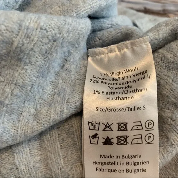 Baum Und Pferdgarten Crescent Ribbed Wool Oversized Slouchy Cardigan Blue Sz S