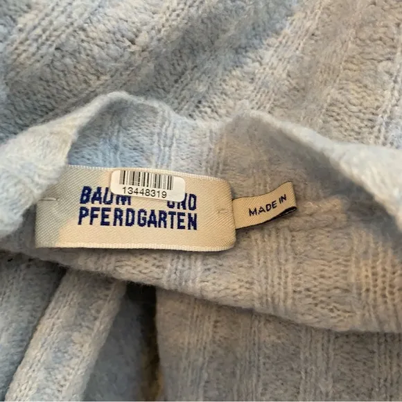 Baum Und Pferdgarten Crescent Ribbed Wool Oversized Slouchy Cardigan Blue Sz S