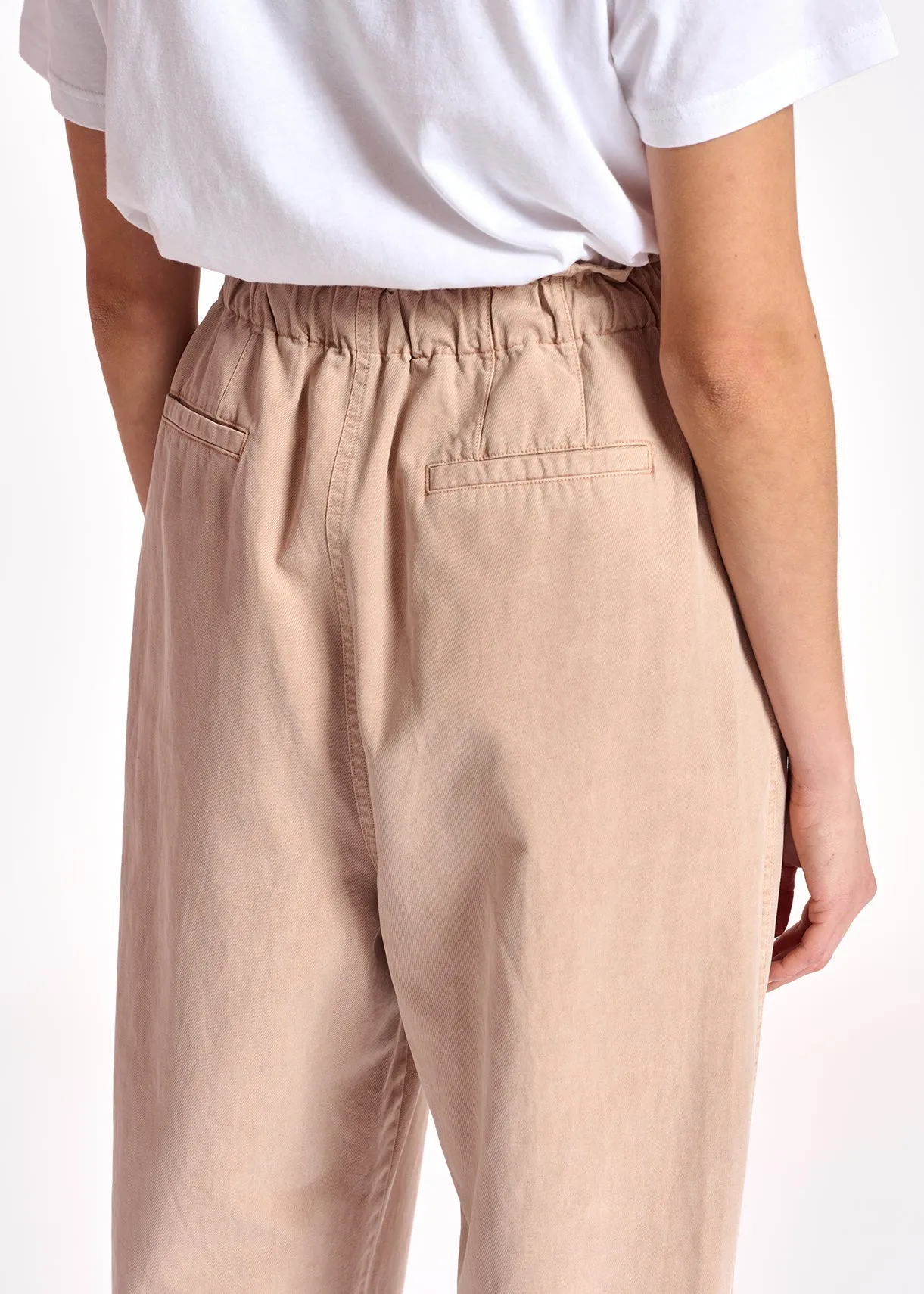 Beige cotton tapered pants