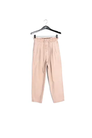 Beige cotton tapered pants