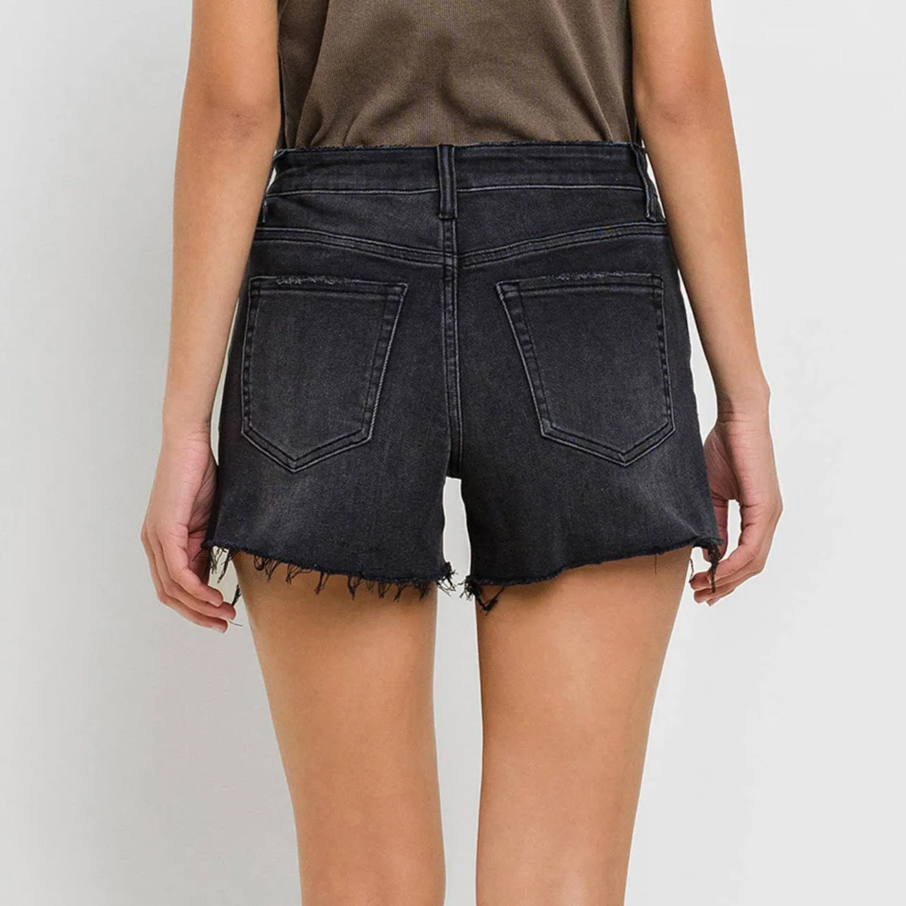 Bella Black High Rise Side Slit Denim Shorts