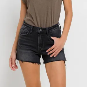 Bella Black High Rise Side Slit Denim Shorts