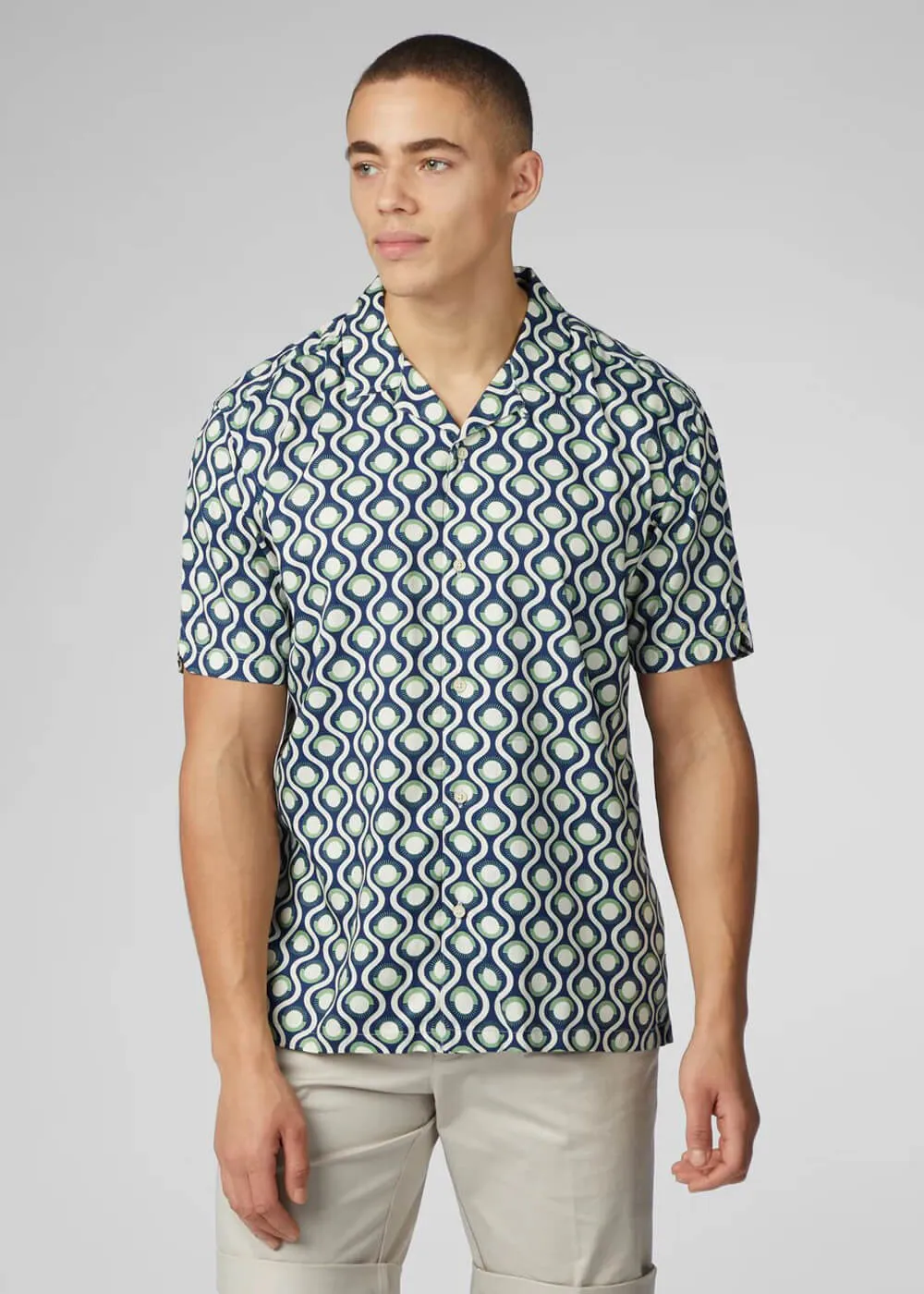 Ben Sherman Retro Geo Shirt Grass Green