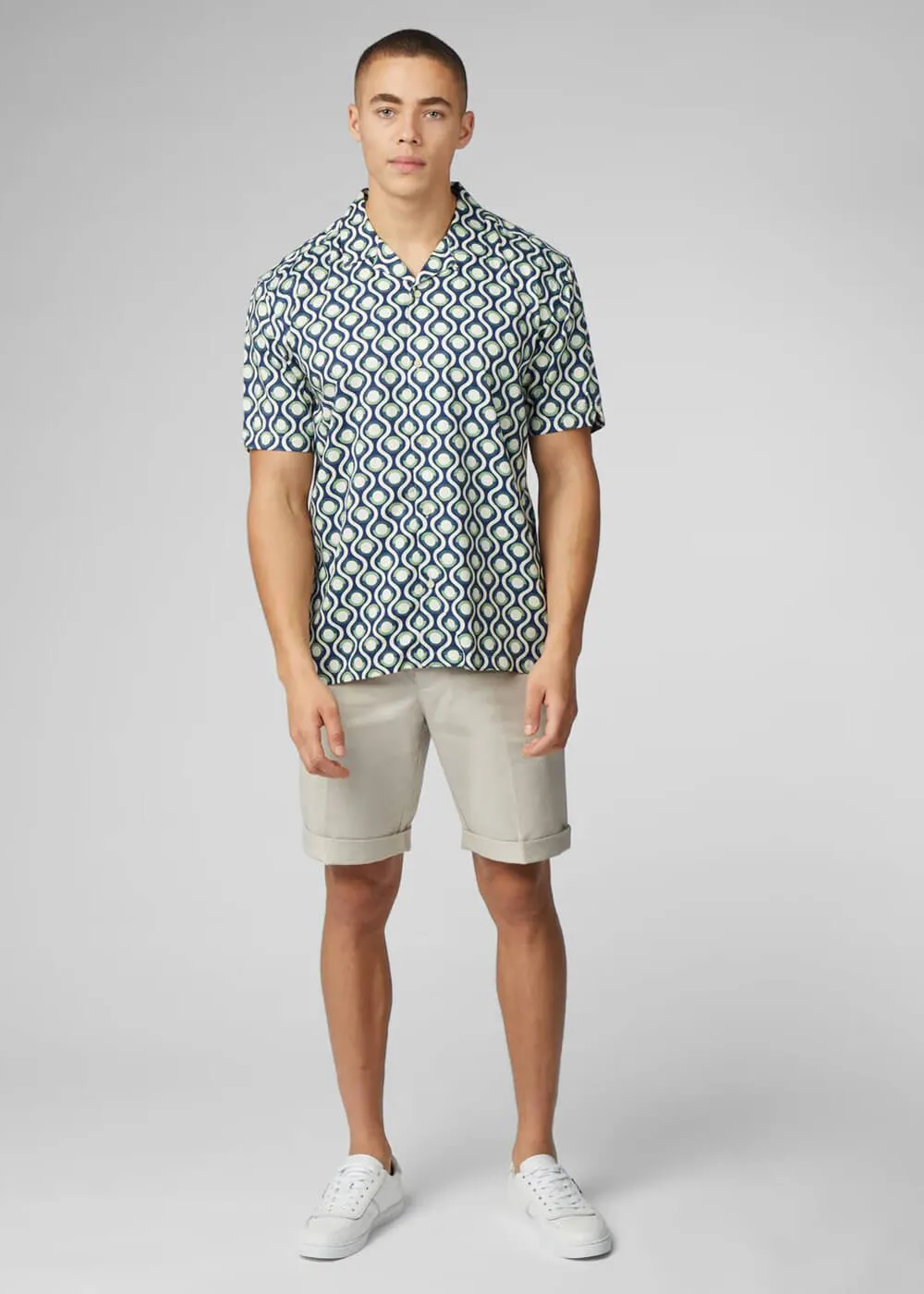 Ben Sherman Retro Geo Shirt Grass Green