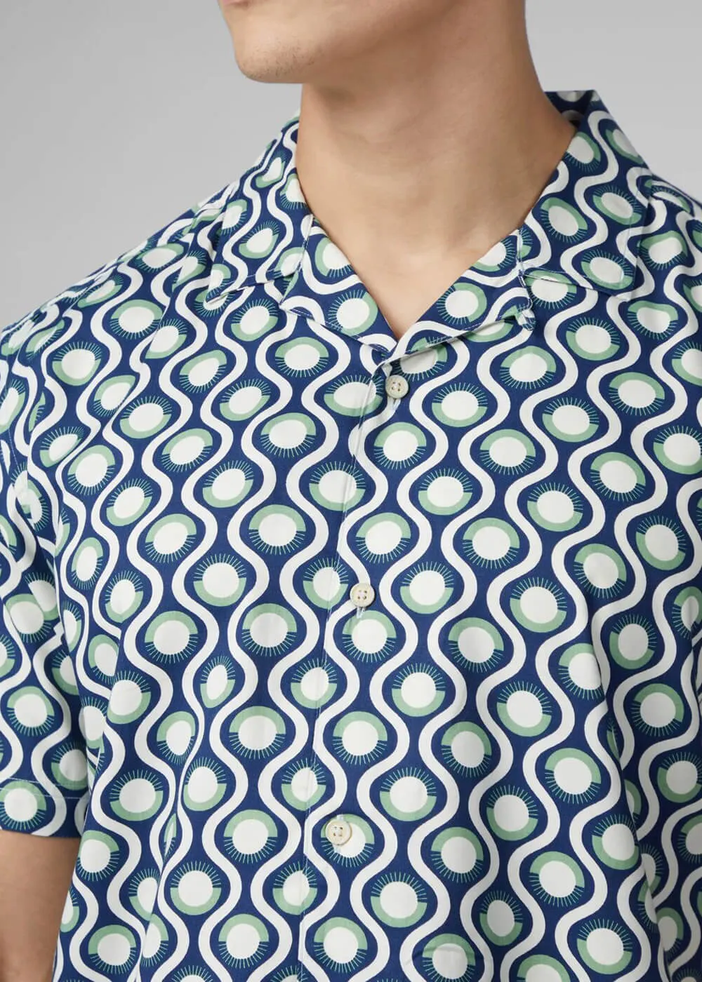 Ben Sherman Retro Geo Shirt Grass Green