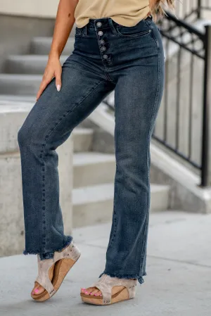 Best Day Button Fly High Rise Straight Leg Regular & Plus Sizes