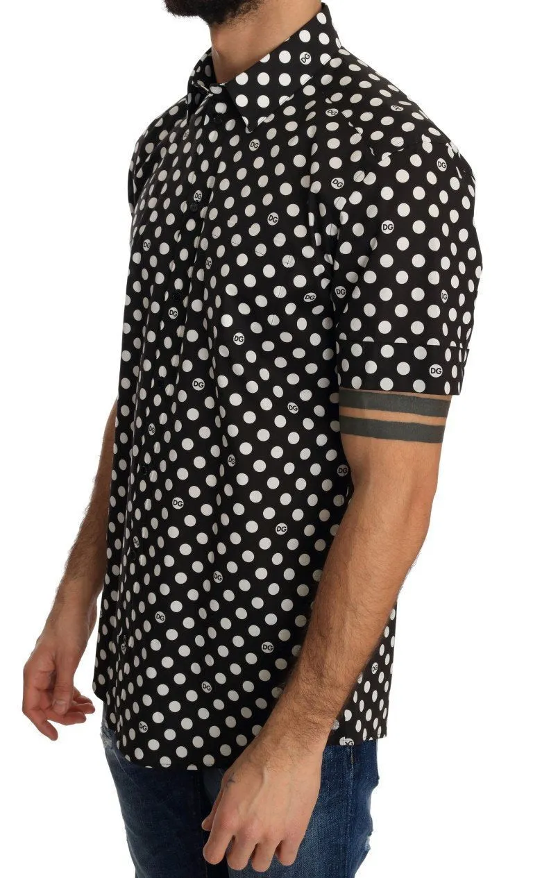 Black Cotton Stretch GOLD Slim Fit Shirt