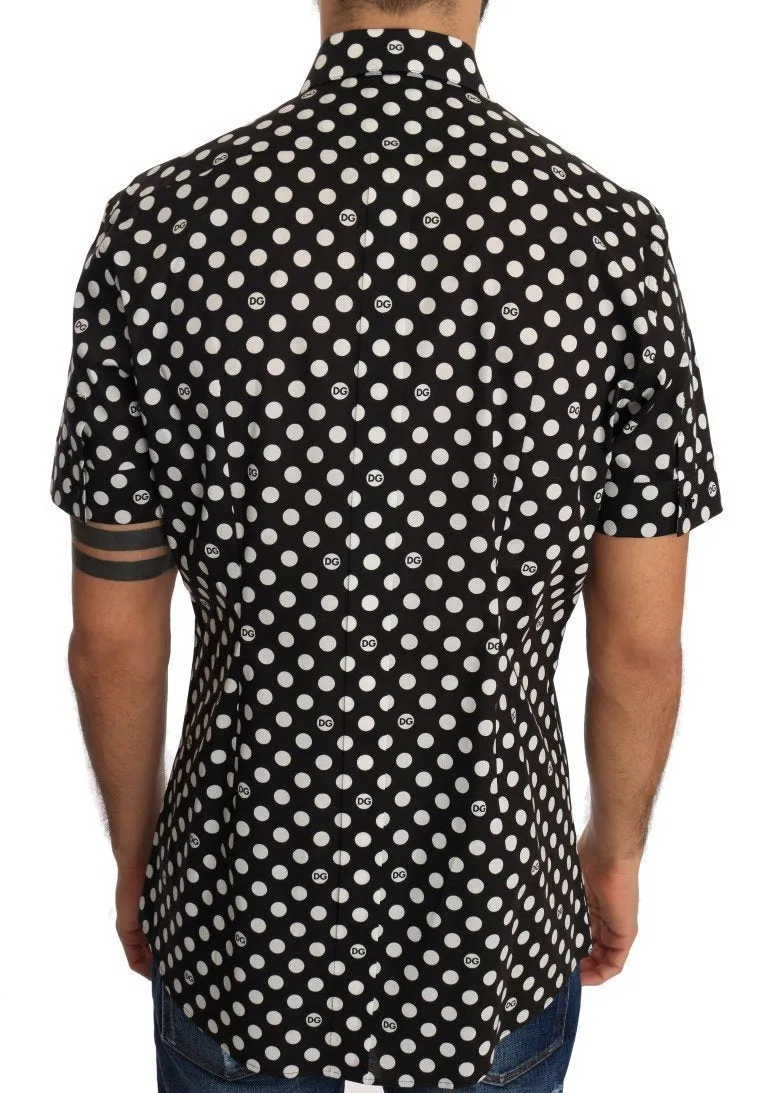 Black Cotton Stretch GOLD Slim Fit Shirt