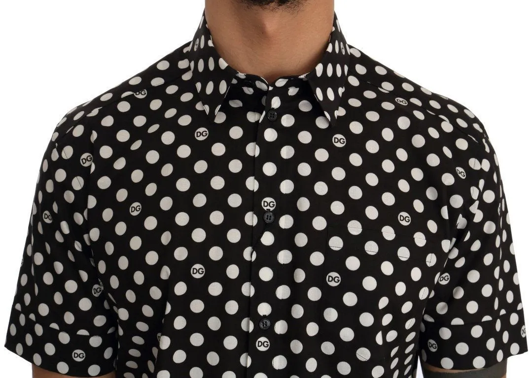 Black Cotton Stretch GOLD Slim Fit Shirt